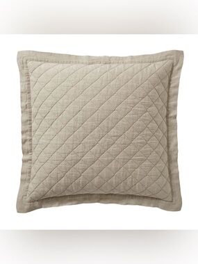 (1) Pottery Barn Belgian Flax Linen Diamond Quilted Euro Sham pillow case home